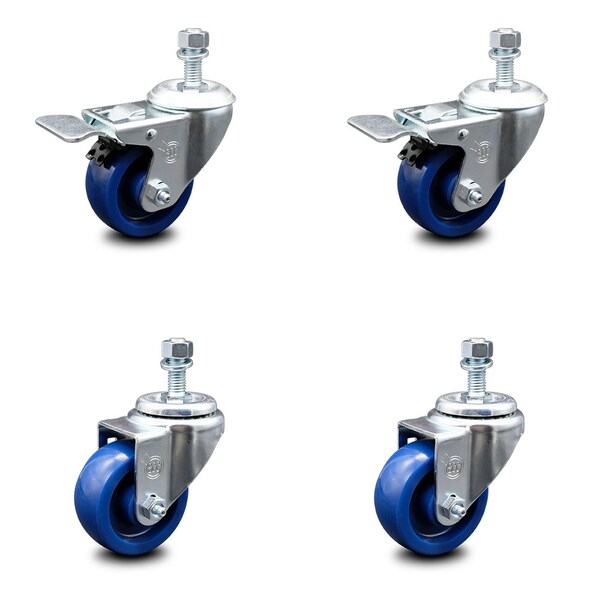 Service Caster 3 Inch Solid Polyurethane Wheel Swivel 1/2 Inch Stem Caster Total Lock Brake, 2PK SCC-TSTTL20S314-SPUS-121315-2-S-2 - main